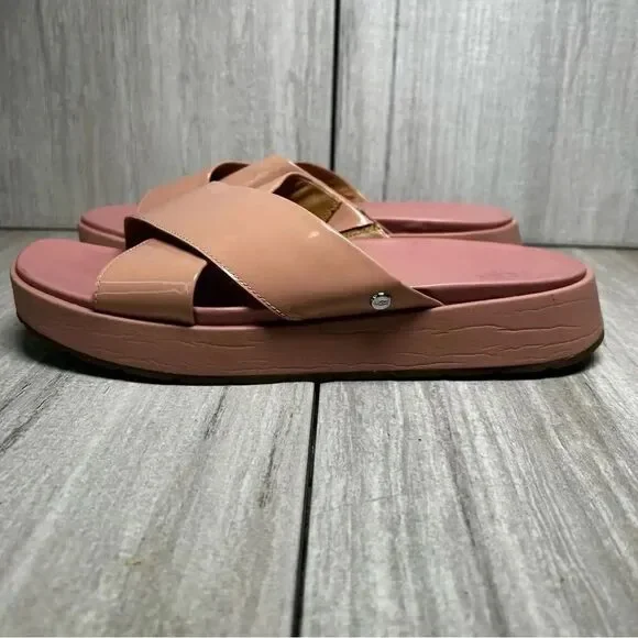 UGG Emily Pink Cross Strap Strappy Sandal Patent Leather 1107896 Womens Size 10 - Picture 4 of 8